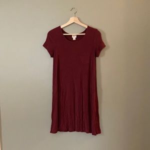 Target Maroon Scoop Neck T Shirt Dress